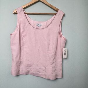 NWT Tahari Arthur S Levine Pink Linen Blend Suit Tank Top Size 16